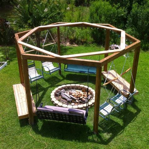 Hexagon Fire Pit Swing Set Plans. 57 Fire Pit Ideas for Your Backyard Designs. 
